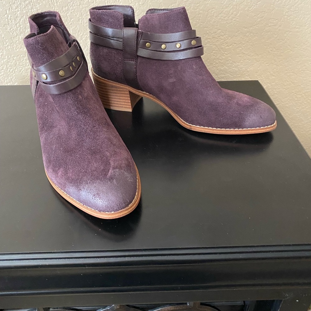 Clarks Purple Ankle Booties with Suede Finish